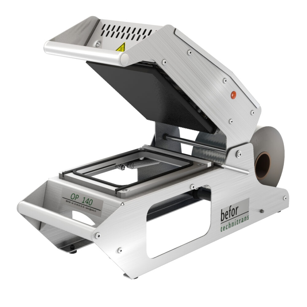 OP 140 : Scelleuse de barquettes manuelle inox avec matrice 2 empreintes CLTP