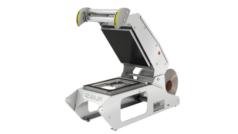 TOPSEAL 140 TOPSEAL 140 : Scelleuse de barquettes manuelle inox avec verrouillage TOPSEAL, 2 empreintes CLTP