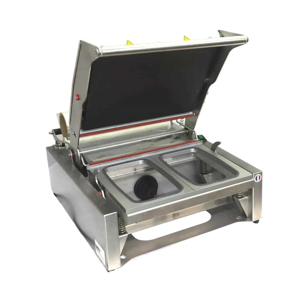 BP 90 AE : Scelleuse de barquettes à assistance électrique, format max 325x265 mm